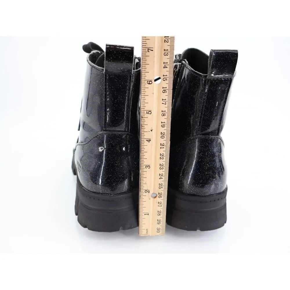 UGG Kids Ashton Glitter Boot Size 6 Girls Black Combat Lightweight Bootie